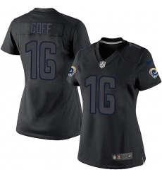 Women's Nike Los Angeles Rams #16 Jared Goff Limited Black Impact NFL Jersey