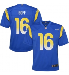 Youth Los Angeles Rams #16 Jared Goff Blue Nike Royal Game Jersey.webp