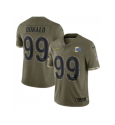Men's Los Angeles Rams #99 Aaron Donald 2022 Olive Salute To Service Limited Stitched Jersey