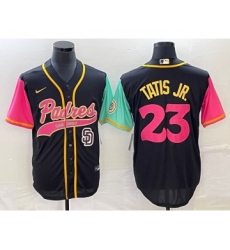 Men's San Diego Padres #23 Fernando Tatis Jr Black NEW 2023 City Connect Cool Base Stitched Jersey 1