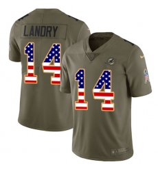 Youth Nike Miami Dolphins #14 Jarvis Landry Limited Olive/USA Flag 2017 Salute to Service NFL Jersey