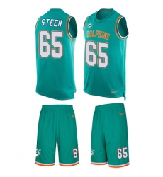 Men's Nike Miami Dolphins #65 Anthony Steen Limited Aqua Green Tank Top Suit NFL Jersey
