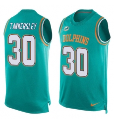 Men's Nike Miami Dolphins #30 Cordrea Tankersley Limited Aqua Green Player Name & Number Tank Top NFL Jersey