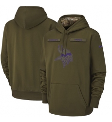 Men's Minnesota Vikings Nike Olive Salute to Service Sideline Therma Performance Pullover Hoodie