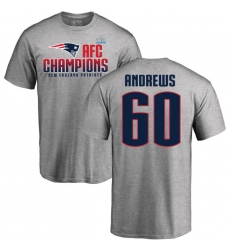 Nike New England Patriots #60 David Andrews Heather Gray 2017 AFC Champions V-Neck T-Shirt