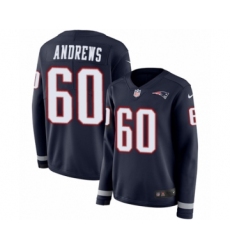 Women's Nike New England Patriots #60 David Andrews Limited Navy Blue Therma Long Sleeve NFL Jersey