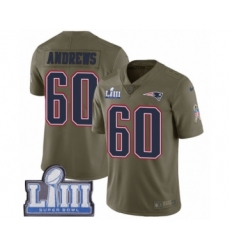 Youth Nike New England Patriots #60 David Andrews Limited Olive 2017 Salute to Service Super Bowl LIII Bound NFL Jersey