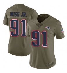 Women's Nike New England Patriots #91 Deatrich Wise Jr Limited Olive 2017 Salute to Service NFL Jersey