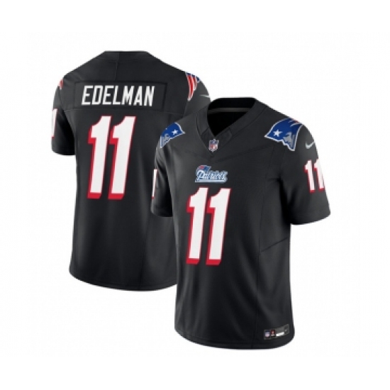 Men's Nike New England Patriots #11 Julian Edelman Black 2023 F.U.S.E. Vapor Limited Football Stitched Jersey Men's Nike New England Patriots #11 Julian Edelman Black 2023 F.U.S.E. Vapor Limited Football Stitched Jersey