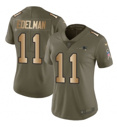 Women's Nike New England Patriots #11 Julian Edelman Limited Olive/Gold 2017 Salute to Service NFL Jersey Women's Nike New England Patriots #11 Julian Edelman Limited Olive/Gold 2017 Salute to Service NFL Jersey