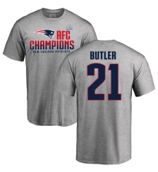 Nike New England Patriots #21 Malcolm Butler Heather Gray 2017 AFC Champions V-Neck T-Shirt