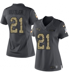 Women's Nike New England Patriots #21 Malcolm Butler Limited Black 2016 Salute to Service NFL Jersey