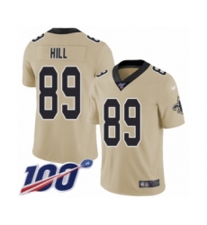 Men's New Orleans Saints #89 Josh Hill Limited Gold Inverted Legend 100th Season Football Jersey