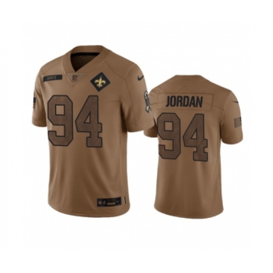Men's Nike New Orleans Saints #94 Cameron Jordan 2023 Brown Salute To Service Limited Football Stitched Jersey Men's Nike New Orleans Saints #94 Cameron Jordan 2023 Brown Salute To Service Limited Football Stitched Jersey