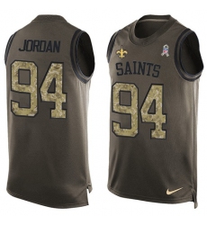 Men's Nike New Orleans Saints #94 Cameron Jordan Limited Green Salute to Service Tank Top NFL Jersey