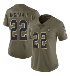 Women's Nike New Orleans Saints #22 Mark Ingram Limited Olive 2017 Salute to Service NFL Jersey