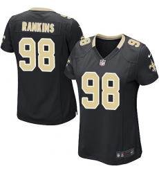 Women's Nike New Orleans Saints #98 Sheldon Rankins Game Black Team Color NFL Jersey