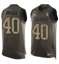 Men's Nike New Orleans Saints #40 Delvin Breaux Limited Green Salute to Service Tank Top NFL Jersey