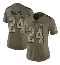 Women's Nike New Orleans Saints #24 Sterling Moore Limited Olive/Camo 2017 Salute to Service NFL Jersey