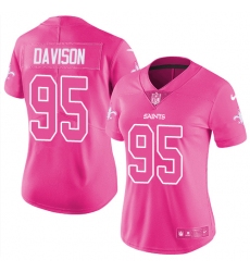 Women's Nike New Orleans Saints #95 Tyeler Davison Limited Pink Rush Fashion NFL Jersey