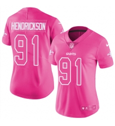 Women's Nike New Orleans Saints #91 Trey Hendrickson Limited Pink Rush Fashion NFL Jersey