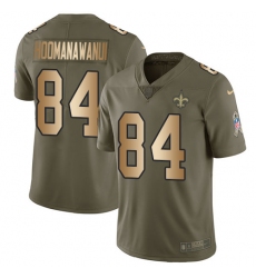 Men's Nike New Orleans Saints #84 Michael Hoomanawanui Limited Olive/Gold 2017 Salute to Service NFL Jersey