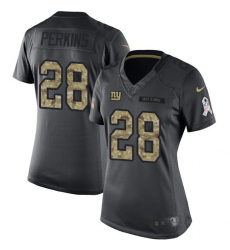 Women's Nike New York Giants #28 Paul Perkins Limited Black 2016 Salute to Service NFL Jersey
