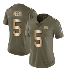 Women's Nike New York Giants #5 Davis Webb Limited Olive/Gold 2017 Salute to Service NFL Jersey