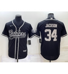 Men's Las Vegas Raiders #34 Bo Jackson Black Stitched MLB Cool Base Nike Baseball Jersey