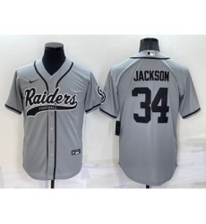 Men's Las Vegas Raiders #34 Bo Jackson Grey Stitched MLB Cool Base Nike Baseball Jersey