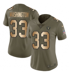 Women's Nike Oakland Raiders #33 DeAndre Washington Limited Olive/Gold 2017 Salute to Service NFL Jersey