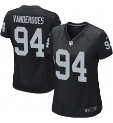 Women's Nike Oakland Raiders #94 Eddie Vanderdoes Game Black Team Color NFL Jersey