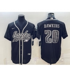 Men's Philadelphia Eagles #20 Brian Dawkins Black Reflective With Patch Cool Base Stitched Baseball Jersey