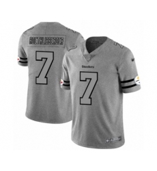 Men's Pittsburgh Steelers #7 Ben Roethlisberger Limited Gray Team Logo Gridiron Football Jersey