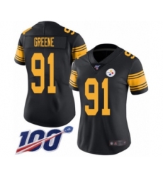 Women's Pittsburgh Steelers #91 Kevin Greene Limited Black Rush Vapor Untouchable 100th Season Football Jersey