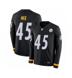 Youth Nike Pittsburgh Steelers #45 Roosevelt Nix Limited Black Therma Long Sleeve NFL Jersey