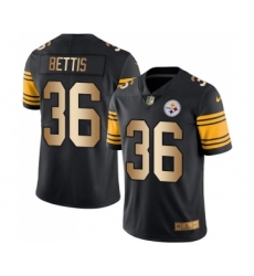 Men's Pittsburgh Steelers #36 Jerome Bettis Limited Black Gold Rush Vapor Untouchable Football Jersey