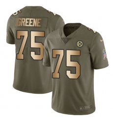 Men's Nike Pittsburgh Steelers #75 Joe Greene Limited Olive/Gold 2017 Salute to Service NFL Jersey