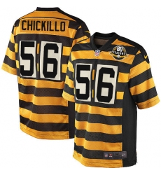 Men's Nike Pittsburgh Steelers #56 Anthony Chickillo Limited Yellow/Black Alternate 80TH Anniversary Throwback NFL Jersey