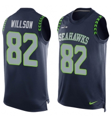 Men's Nike Seattle Seahawks #82 Luke Willson Limited Steel Blue Player Name & Number Tank Top NFL Jersey