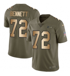 Youth Nike Seattle Seahawks #72 Michael Bennett Limited Olive/Gold 2017 Salute to Service NFL Jersey