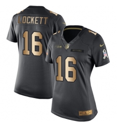 Women's Nike Seattle Seahawks #16 Tyler Lockett Limited Black/Gold Salute to Service NFL Jersey