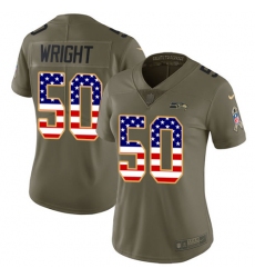 Women's Nike Seattle Seahawks #50 K.J. Wright Limited Olive/USA Flag 2017 Salute to Service NFL Jersey