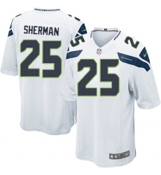 Men's Nike Seattle Seahawks #25 Richard Sherman Game White NFL Jersey