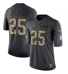 Men's Nike Seattle Seahawks #25 Richard Sherman Limited Black 2016 Salute to Service NFL Jersey