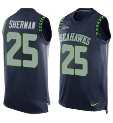 Men's Nike Seattle Seahawks #25 Richard Sherman Limited Steel Blue Player Name & Number Tank Top NFL Jersey