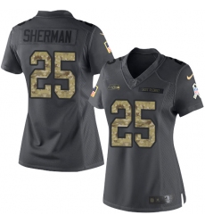 Women's Nike Seattle Seahawks #25 Richard Sherman Limited Black 2016 Salute to Service NFL Jersey