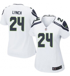 Women's Nike Seattle Seahawks #24 Marshawn Lynch Game White NFL Jersey