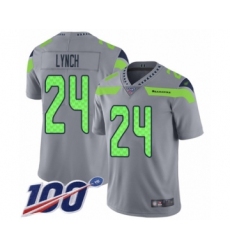 Youth Seattle Seahawks #24 Marshawn Lynch Limited Silver Inverted Legend 100th Season Football Jersey