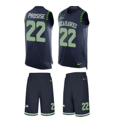 Men's Nike Seattle Seahawks #22 C. J. Prosise Limited Steel Blue Tank Top Suit NFL Jersey